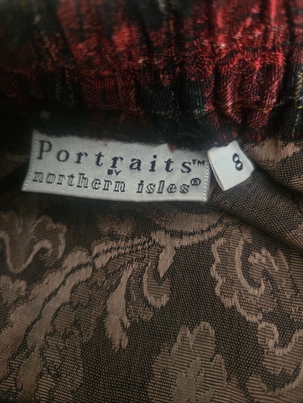 Vintage 80s 90s Portraits Northern Isles Plaid Jacquard Damask Midi Skirt Size 8 - Picture 5 of 6